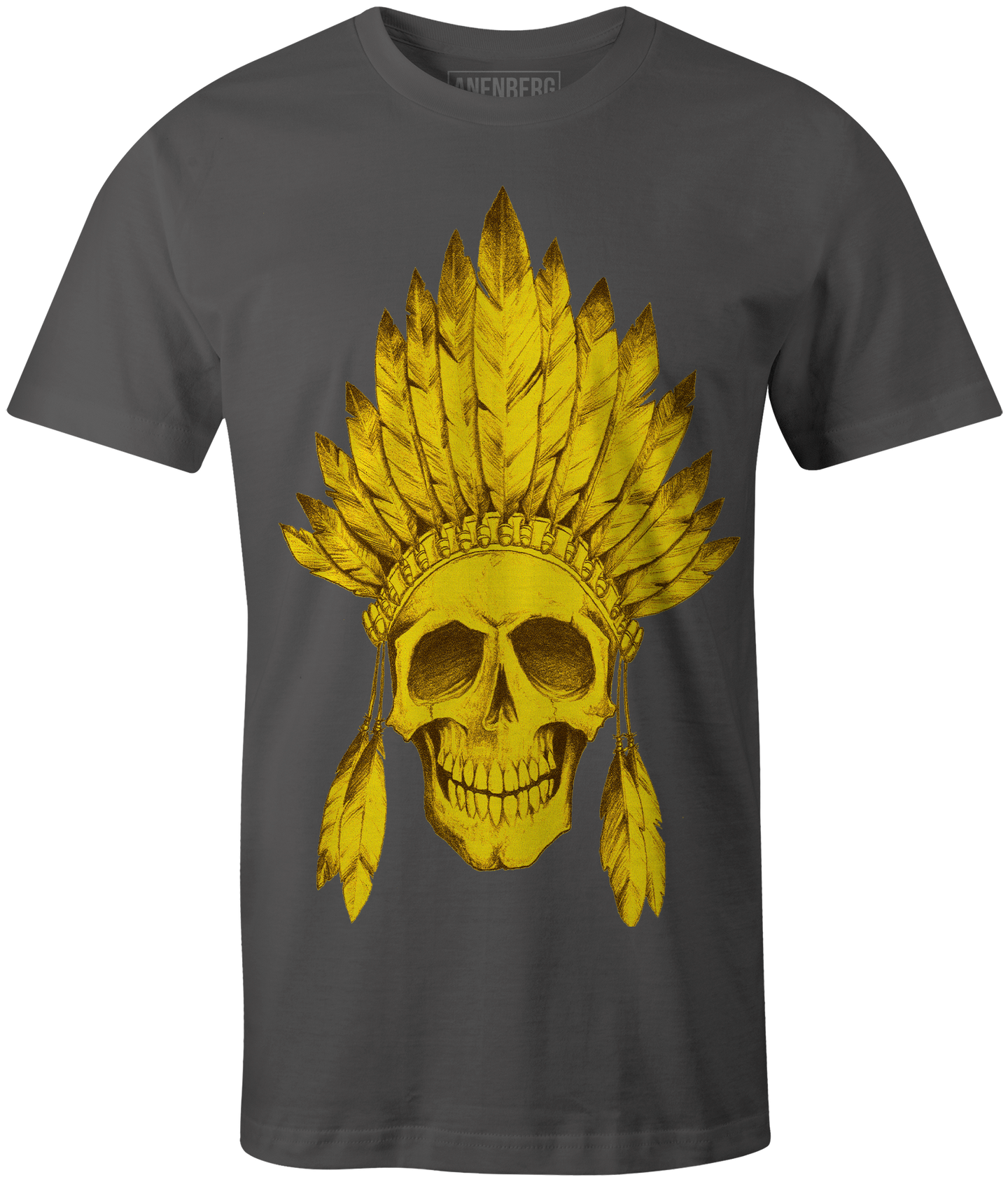 Anenberg, Indian Classic American Made Mens Charcoal Crew Neck Tee Shirt