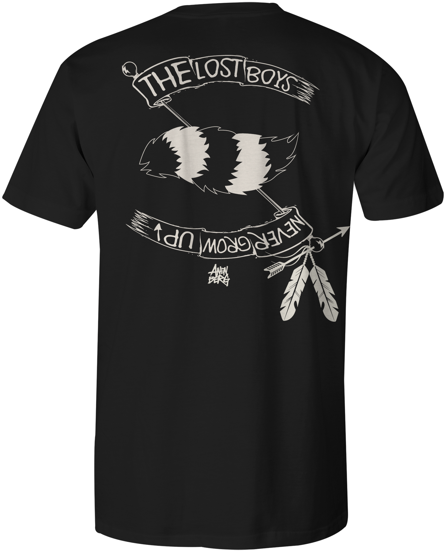Anenberg, The Lost Boys Classic American Made Mens Black Crew Neck Tee Shirt