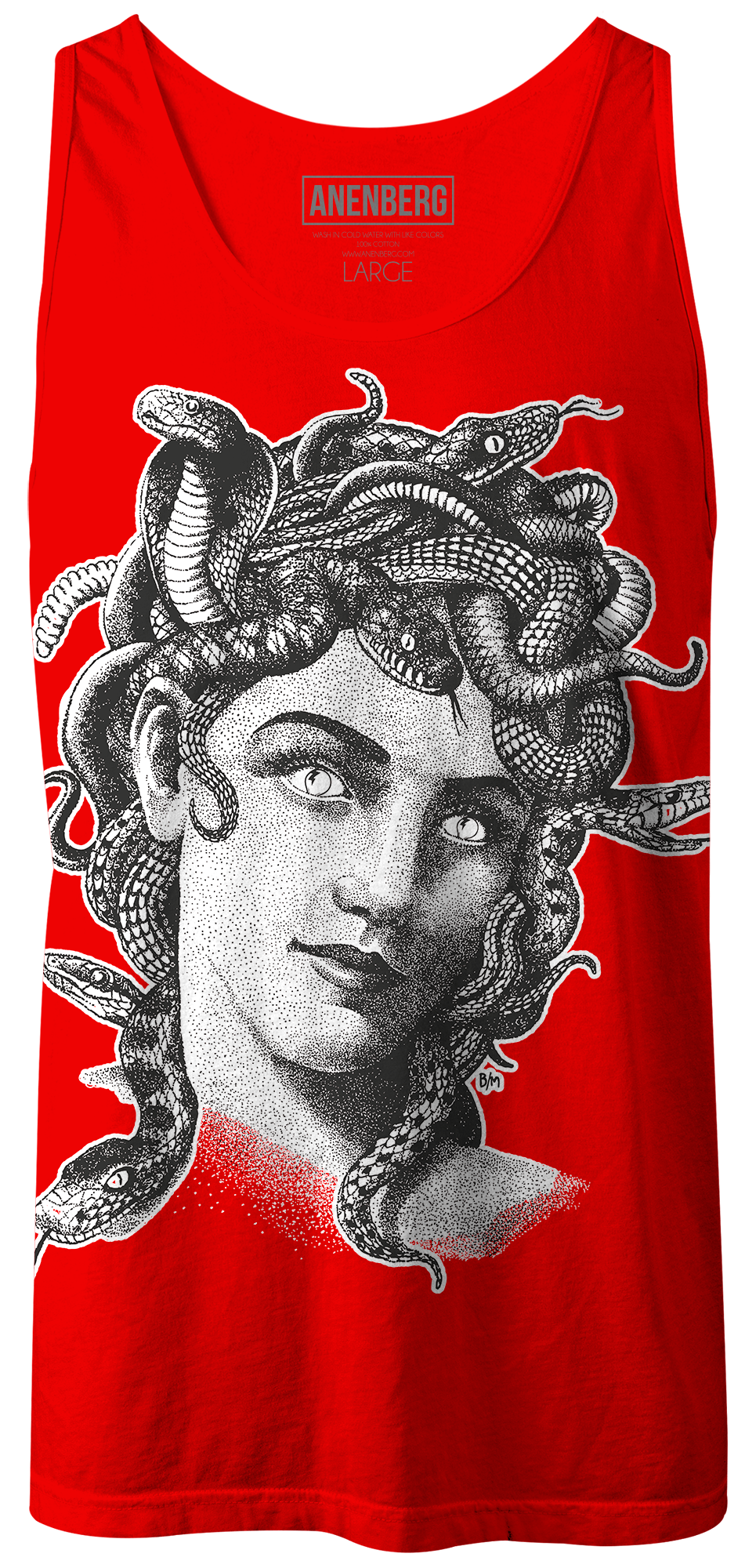 Anenberg, Medusa Classic American Made Mens Red Tank Top