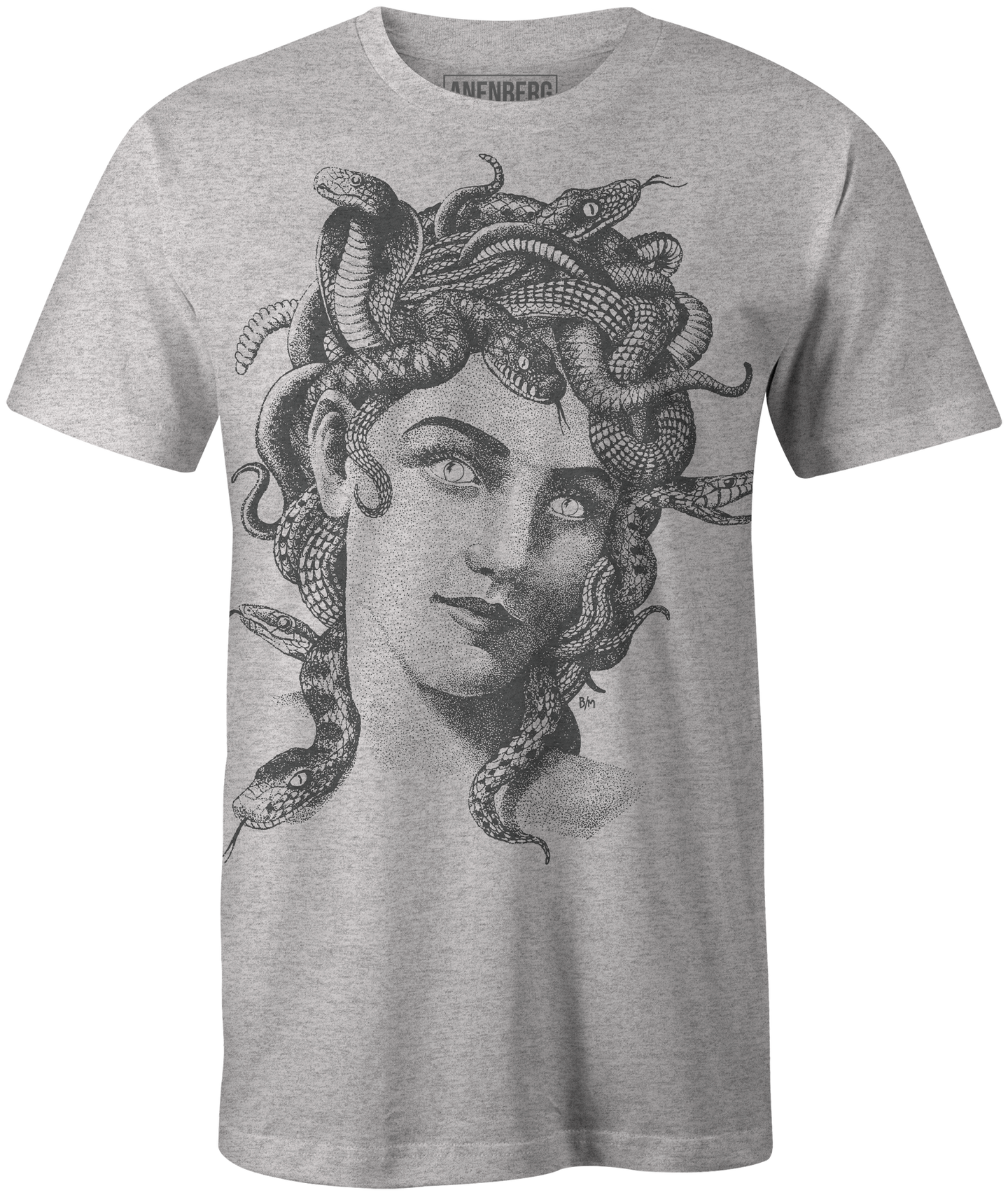 Anenberg, Medusa Classic American Made Mens Heather Gray Crew Neck Tee Shirt