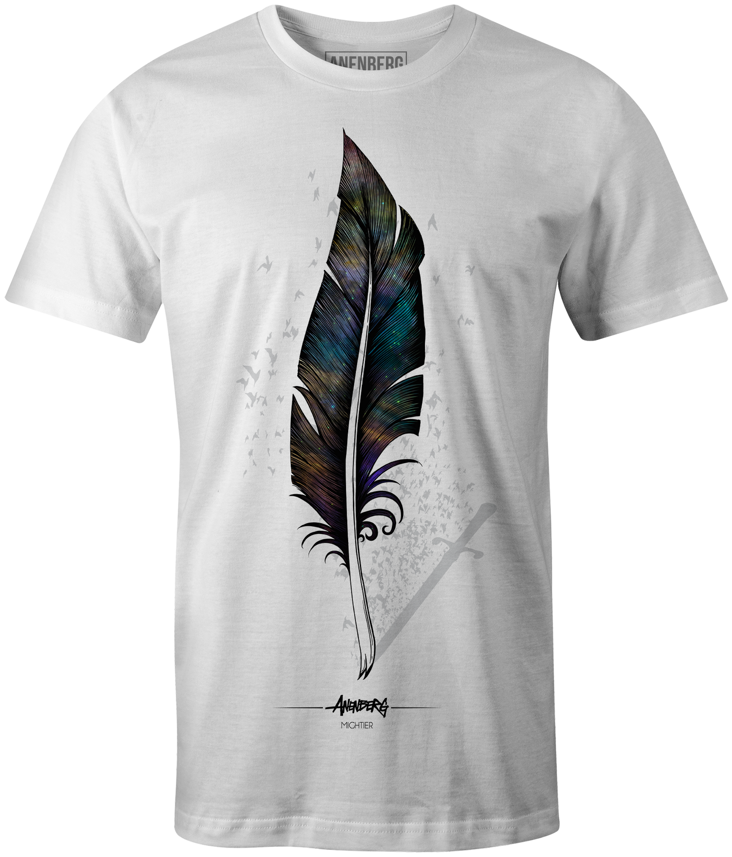Anenberg, Mightier Classic American Made Mens White Crew Neck Tee Shirt